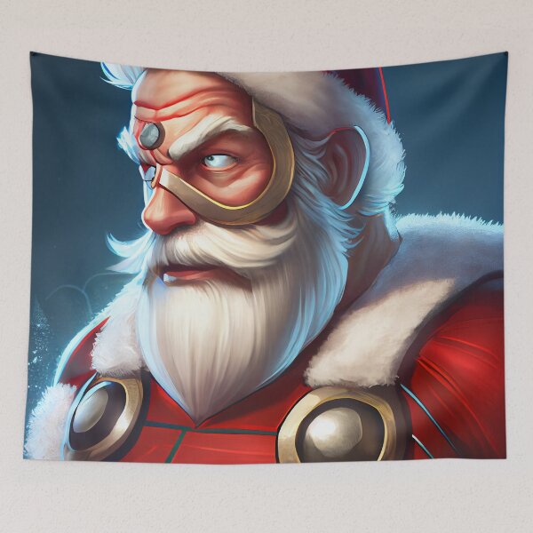 Artikelvorschau, Verwitterte digitale Malerei des Weihnachtsmann-Superhelden Weihnachten entworfen und verkauft von CodeAndColors.