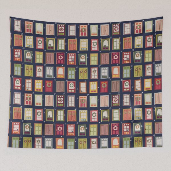 Item preview, Colorful Winter Doors Repeating Pattern designed and sold by Laura Jane Kirton.