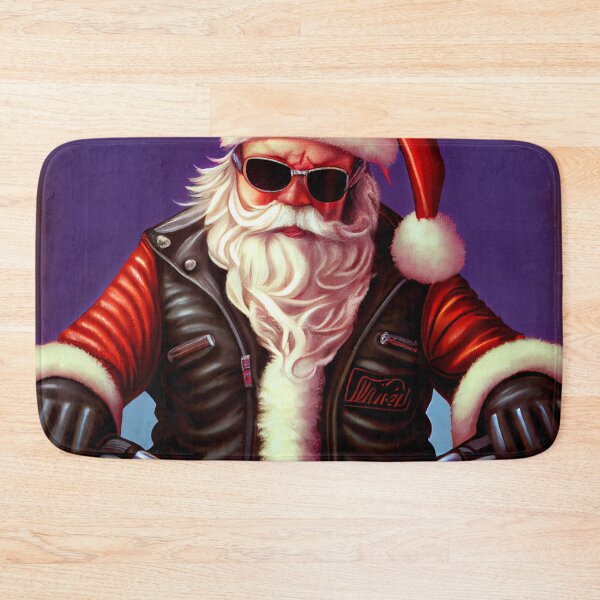 Item preview, Hardcore Biker Santa Claus on a Motorcycle Digital Painting designed and sold by CodeAndColors.