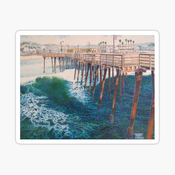 "Inbound Wave, Pismo Pier" Sticker