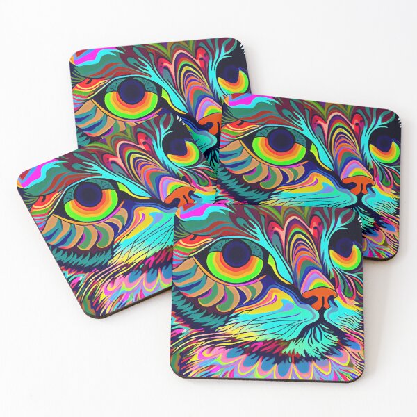 Artikelvorschau, Helle bunte psychedelische Katzenporträt-Digital-Malerei entworfen und verkauft von CodeAndColors.