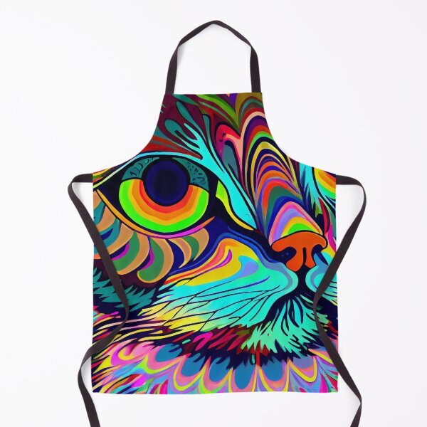 Artikelvorschau, Helle bunte psychedelische Katzenporträt-Digital-Malerei entworfen und verkauft von CodeAndColors.