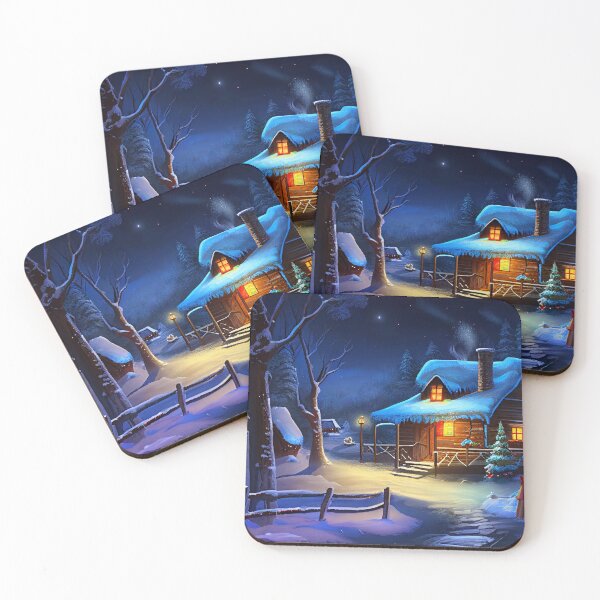 Artikelvorschau, Midnight Christmas Home Warm im Winter Digitale Malerei entworfen und verkauft von CodeAndColors.