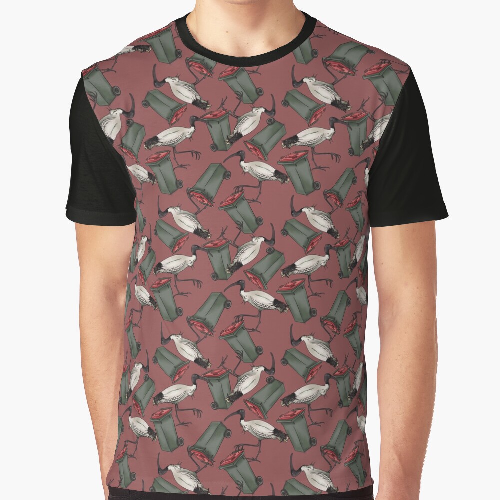Bin Chicken - Maroon Graphic T-Shirt
