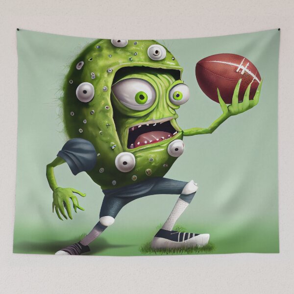 Artikelvorschau, Weird Alien Pickle spielt Fußball (Pickleball) Digitale Malerei entworfen und verkauft von CodeAndColors.