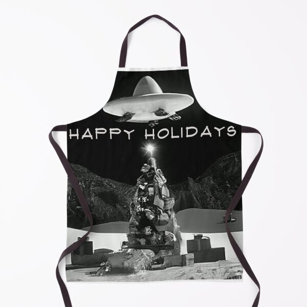 Item preview, Black and White Photo of UAP / UAP over a Christmas tree with Happy Holidays designed and sold by ADHDDESIGN.