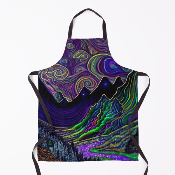 Artikelvorschau, Abstrakte helle bunte Berglandschaft um Mitternacht digitale Malerei entworfen und verkauft von CodeAndColors.