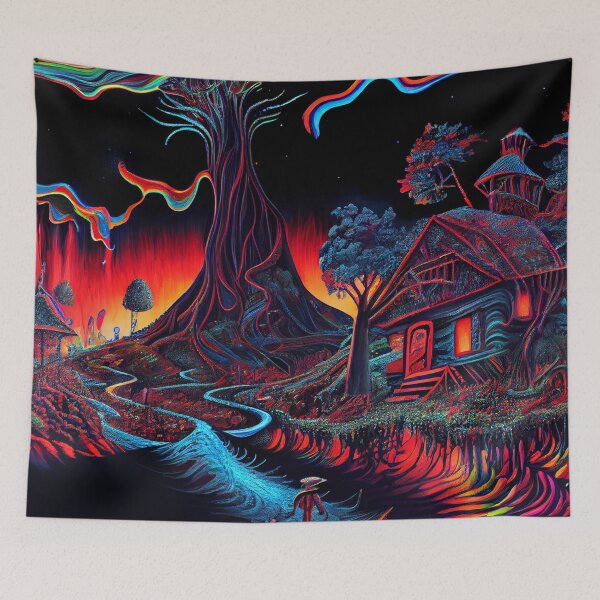 Artikelvorschau, Trippy Line Drawing Bunte Landschaft bei M<idnight Digital Painting entworfen und verkauft von CodeAndColors.