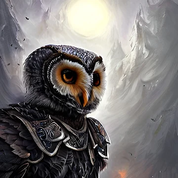 Vorschaubild zum Design AI Generated Art, War Owl von RabbitHoleMI