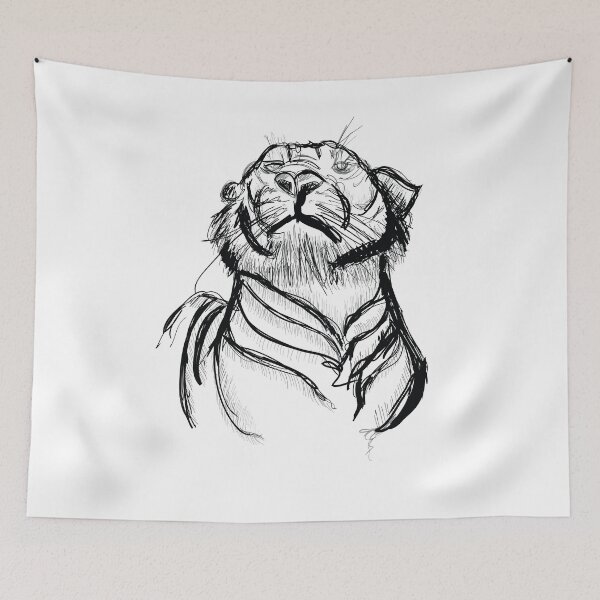 Item preview, tiger sketch illustration black and white sketch t-shirt | tiger t-shirt  designed and sold by KARTICK DUTTA.