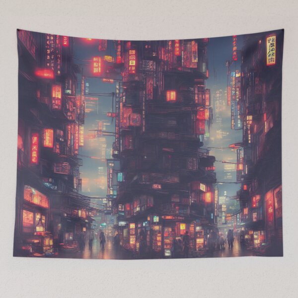 Item preview, Taipei - Jiufen Old Street in Taiwan Abstract Painting designed and sold by Y2Bot.