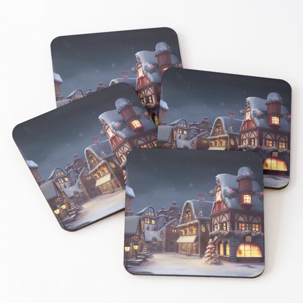 Artikelvorschau, Silent Night Snowy Town on Christmas Digital Painting entworfen und verkauft von CodeAndColors.