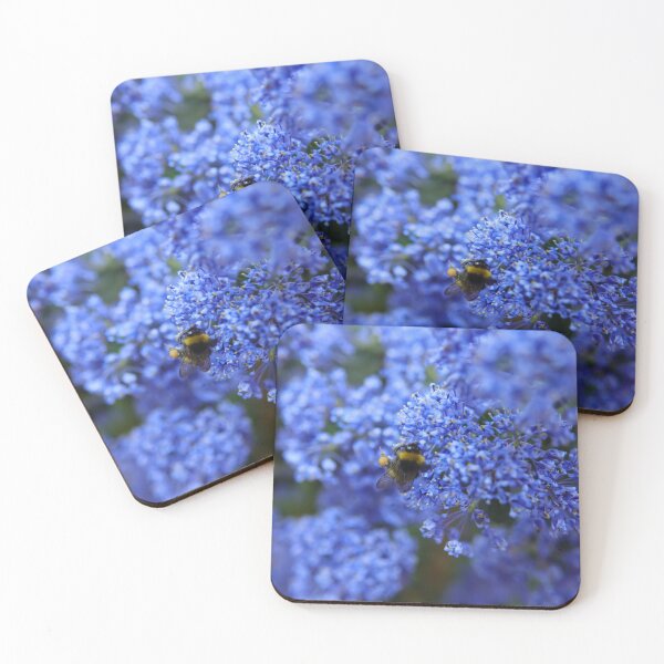 Item preview, Bumblebee Amid Blue Blossoms designed and sold by OnHeathAndMoor.