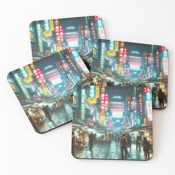 Item preview, Taipei - Shilin Night Market Abstract Cyberpunk Streets designed and sold by Y2Bot.