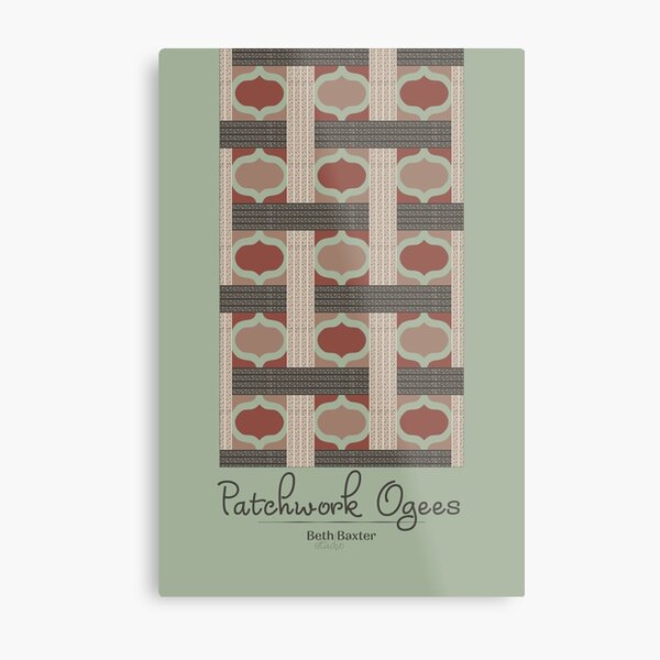 Patchwork Ogee in Earthy Colors Metal Print