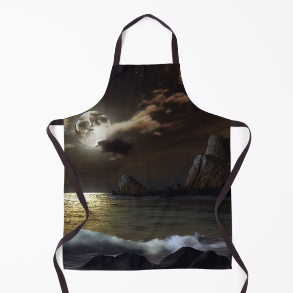Artikelvorschau, Midnight Moon Ocean Seascape und Cliff Digital Painting entworfen und verkauft von CodeAndColors.