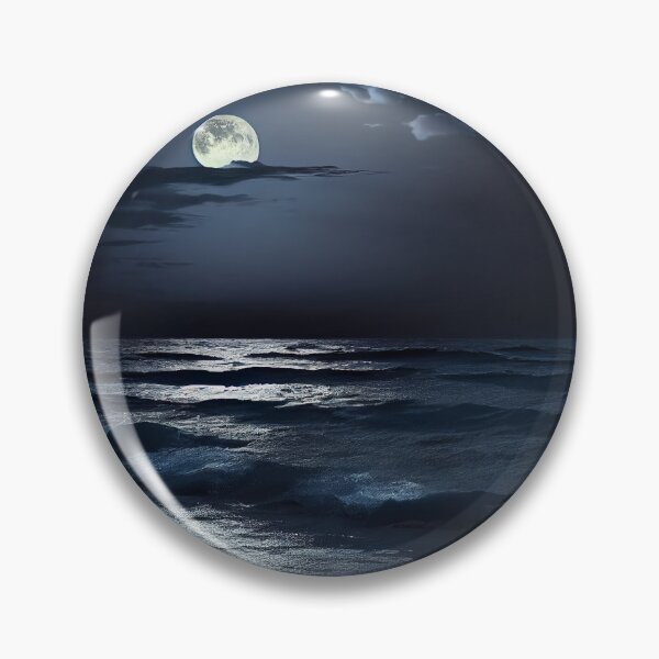 Item preview, Bright Calm Midnight Bean and Ocean Landscape Digital Painting designed and sold by CodeAndColors.