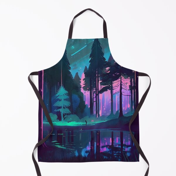 Artikelvorschau, Helle psychedelische Waldlandschaft bei Nacht Digitale Malerei entworfen und verkauft von CodeAndColors.