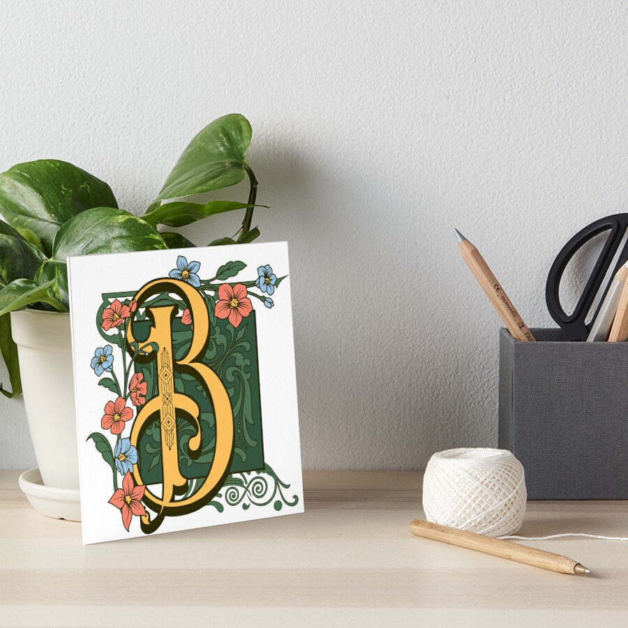 "Art Nouveau Letter B, Ornamental Letter B, Art Deco" Art Board Print ...