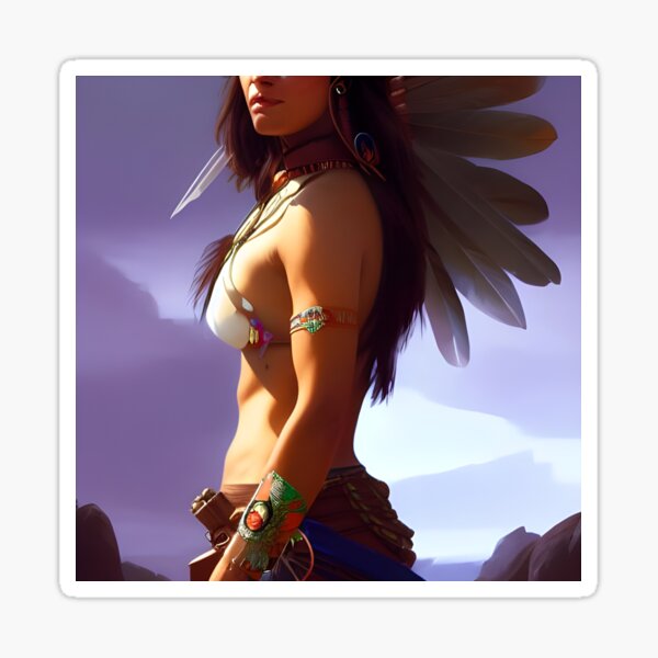 female-native-american-chief-sticker-for-sale-by-petrovart-redbubble