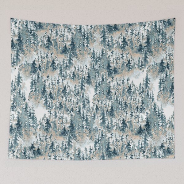 Item preview, Watercolor winter trees on blue and cream designed and sold by victorsboutique.