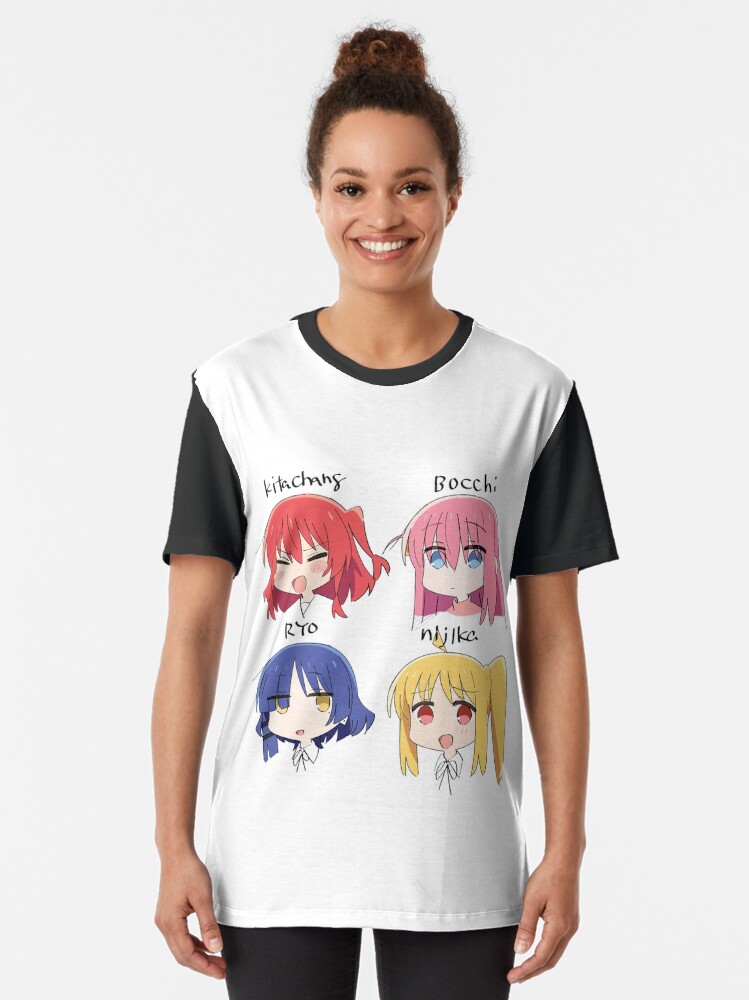 Aperçu 2 sur 5. T-shirt graphique avec l'œuvre Hitori Gotou - Bocchi le Rocher ! créée et vendue par Neelam789.
