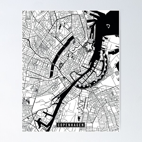 Artikelvorschau, Copenhagen, Denmark Street Map entworfen und verkauft von InkistPrints.