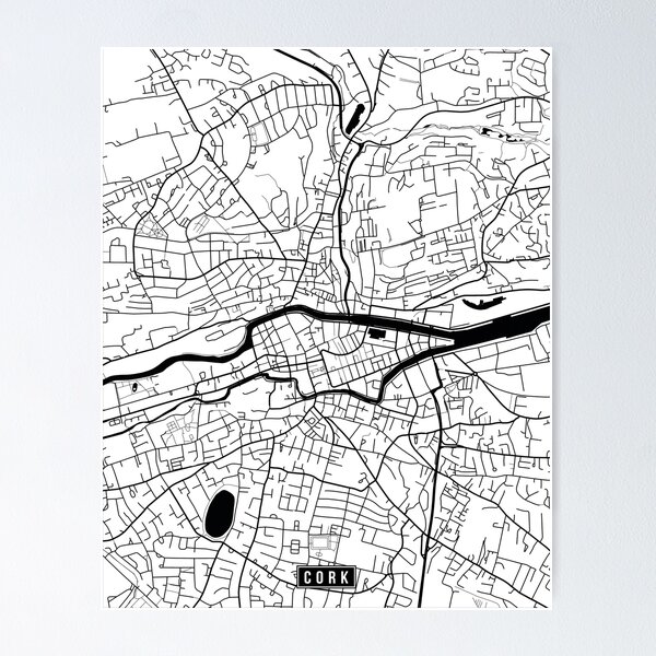 Artikelvorschau, Cork, Ireland Street Map entworfen und verkauft von InkistPrints.
