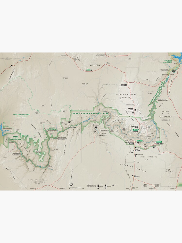 quot Map of Grand Canyon National Park quot - Bg,f8f8f8 Flat,750x,075,f Pad,750x1000,f8f8f8 