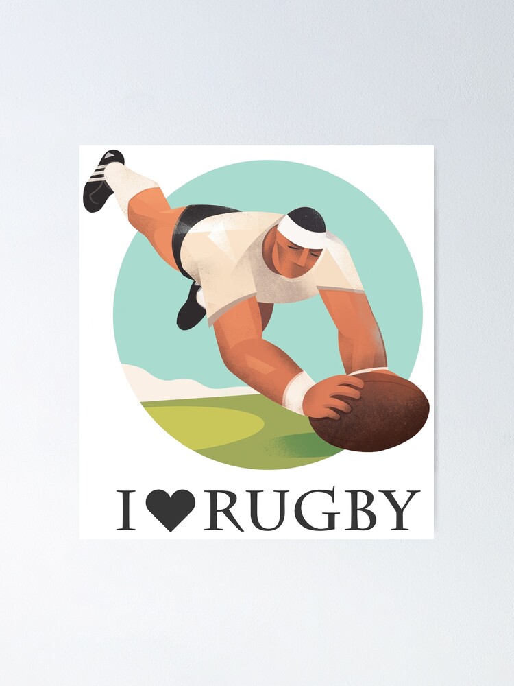 Rugby Player Set of 2 Prints, Teen Wall Art, Rugby Poster, Gift