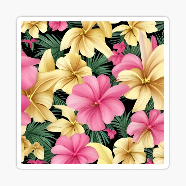 &ldquo;Gold and pink tropical flowers&rdquo; Sticker for Sale by FGCART | Redbubble