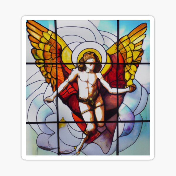 Stained Glass Steampunk Angel Sticker