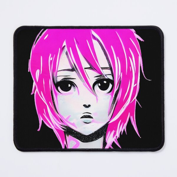Item preview, pink hair anime girl black background designed and sold by UncleLanny.
