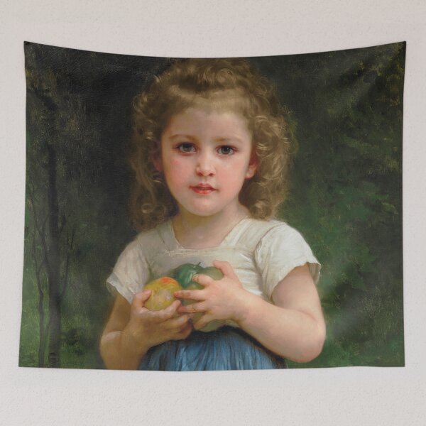 Item preview, Little Girl Holding Apples in Her Hands | William Adolphe Bouguereau | 1895 French Nursery Art designed and sold by CJET.