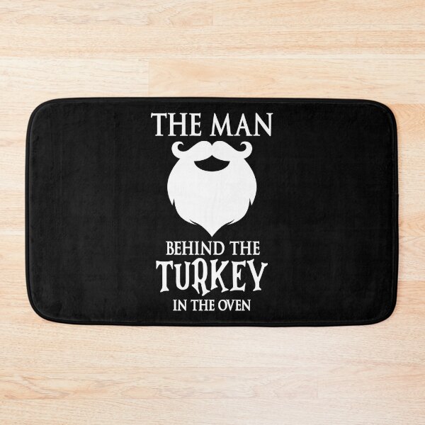Aperçu de l'œuvre L'homme derrière le cadeau de grossesse drôle de Thanksgiving de dinde créée et vendue par TMelonShop.