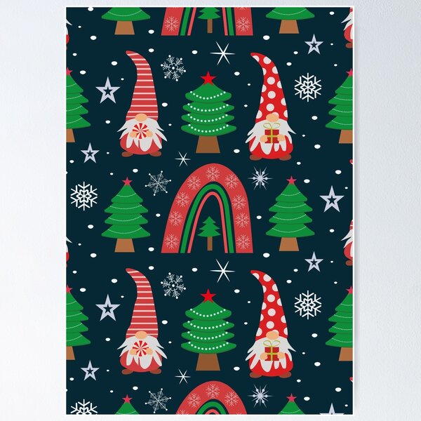 Item preview, Christmas Gnomes with boho rainbow and trees pattern  designed and sold by Yasminepatterns .