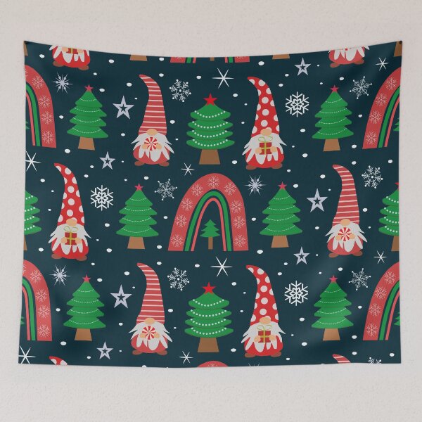 Item preview, Christmas Gnomes with boho rainbow and trees pattern  designed and sold by Yasminepatterns .