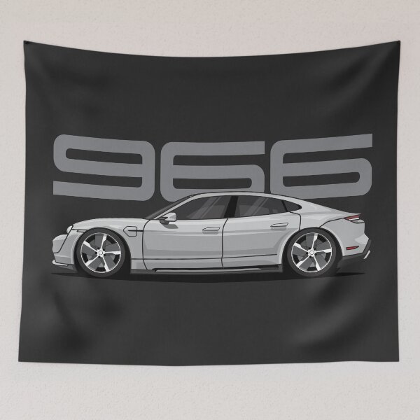 Item preview, Porsche 966 Taycan Illustration Silver/White designed and sold by blackdogshop.