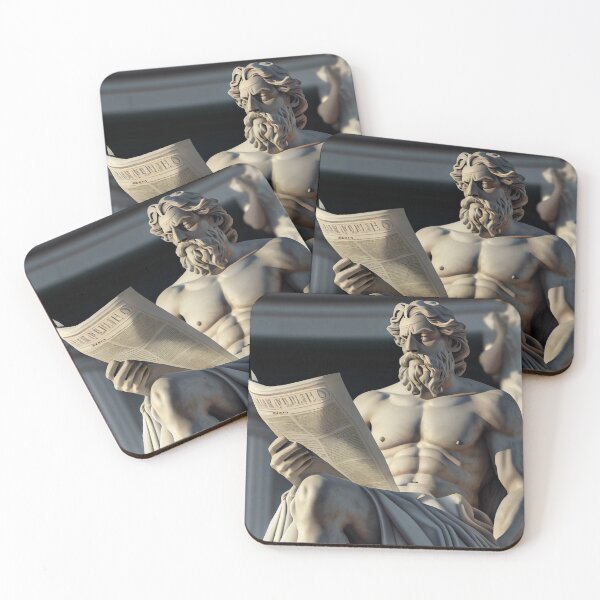 Item preview, greek god sculpture reading the newspaper designed and sold by Elite's Workshop.