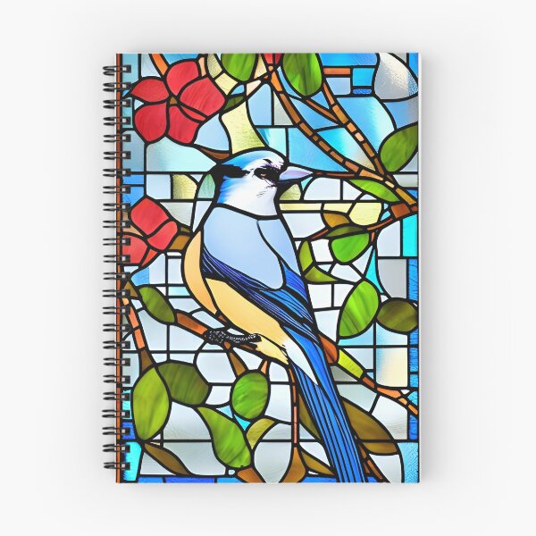 Item preview, Blue Jay Bluejay Stained Glass Artwork designed and sold by StickerBird.