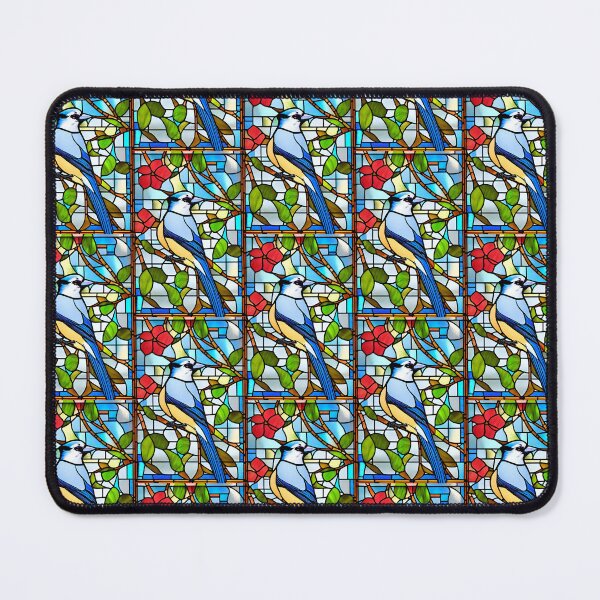 Item preview, Blue Jay Bluejay Stained Glass Artwork designed and sold by StickerBird.