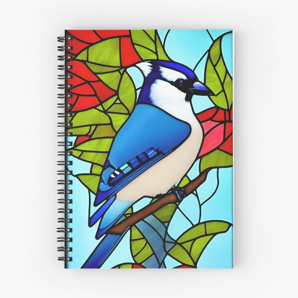 Item preview, Blue Jay Bluejay Bird Stained Glass Artwork Design designed and sold by StickerBird.