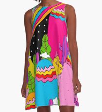 Night Sky Rainbow A-Line Dress