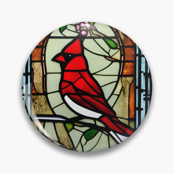 Item preview, Red Cardinal Stained Glass Design Artwork designed and sold by StickerBird.
