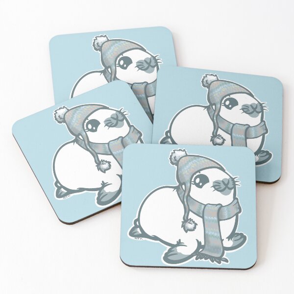 Item preview, Baby Harp Seal Pup Dressed for Winter in Hat and Scarf designed and sold by RJKpoyp.