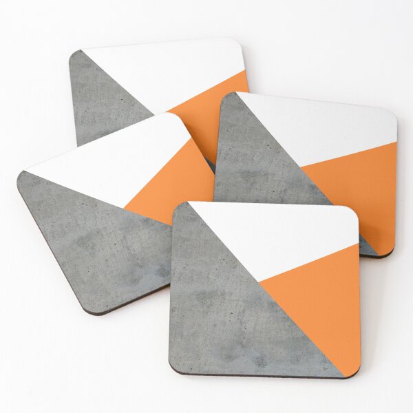 Concrete Tangerine White Coasters (Set of 4)