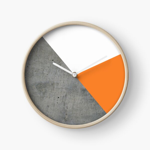 Concrete Tangerine White Clock