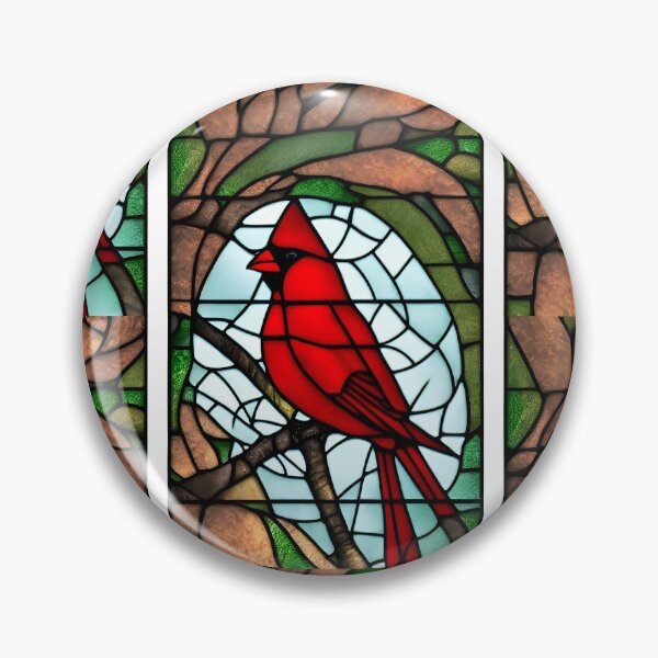 Item preview, Red Cardinal Stained Glass Design Artwork designed and sold by StickerBird.