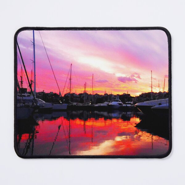 Item preview, MARITIME #30 - Mirror Reflection of Red Sunset at Marina designed and sold by DEL-Productions.