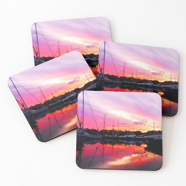 Item preview, MARITIME #30 - Mirror Reflection of Red Sunset at Marina designed and sold by DEL-Productions.